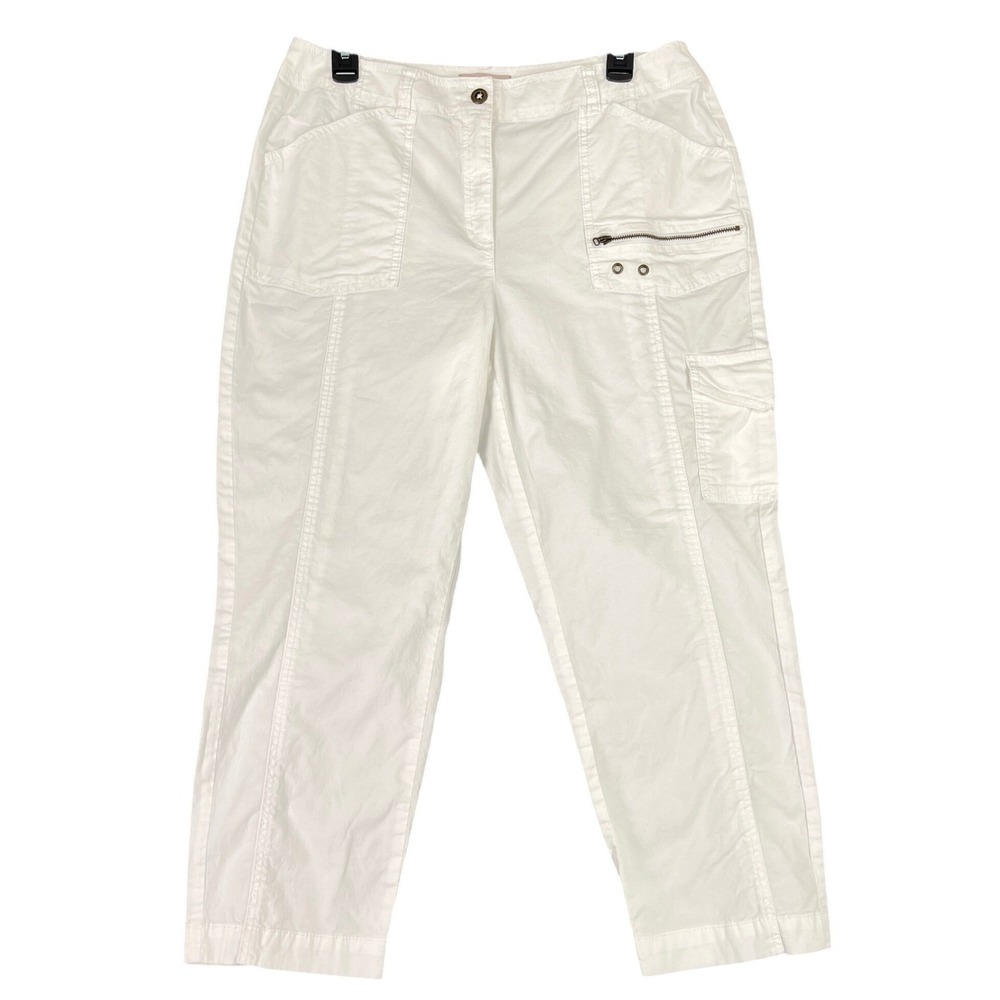 Chicos Cargo Utility Gorpcore Coastal Grandma White Capri Pants Womens 8